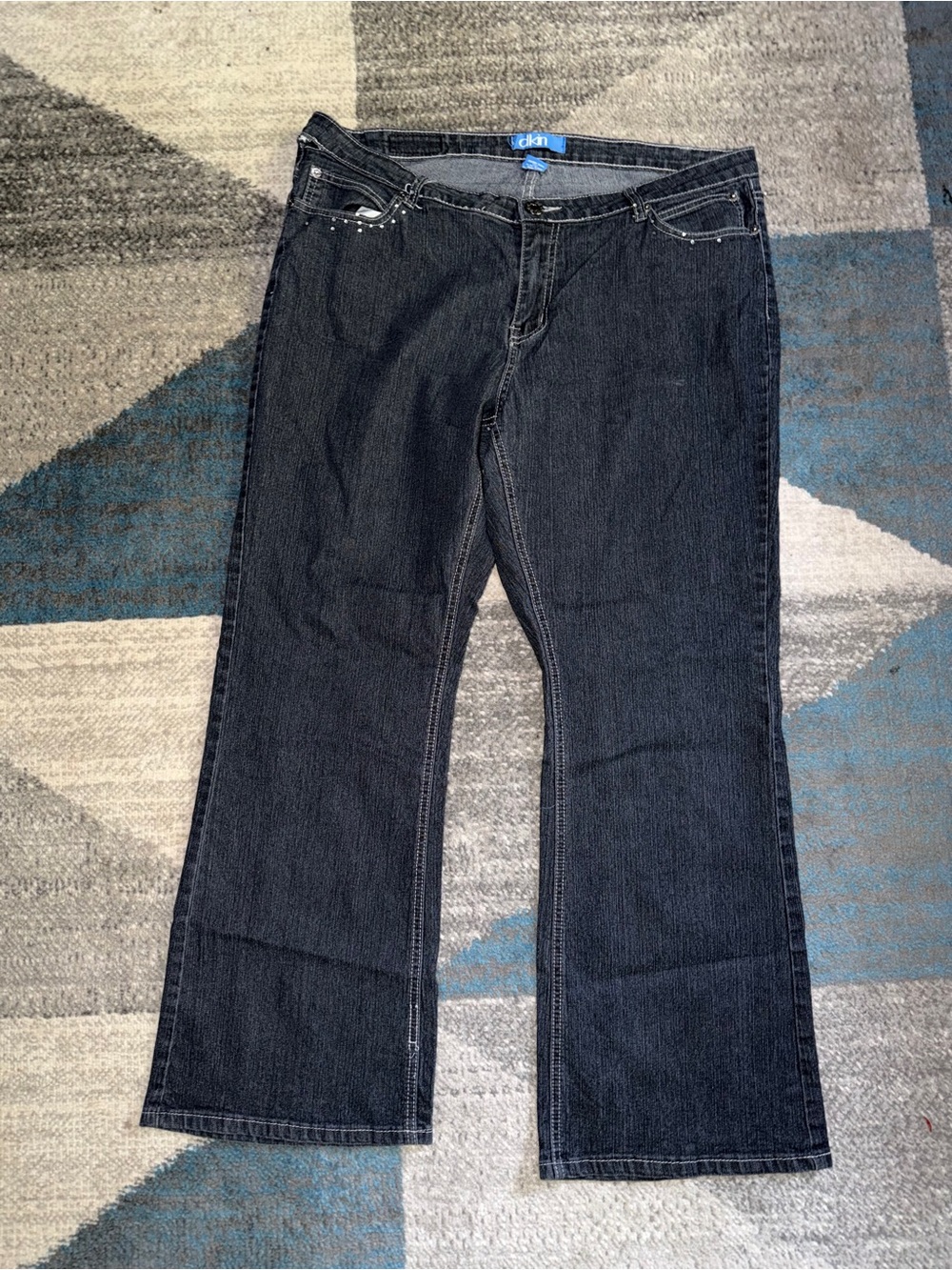 DKNY Dark Indigo Bootcut Jeans with Stud Detail